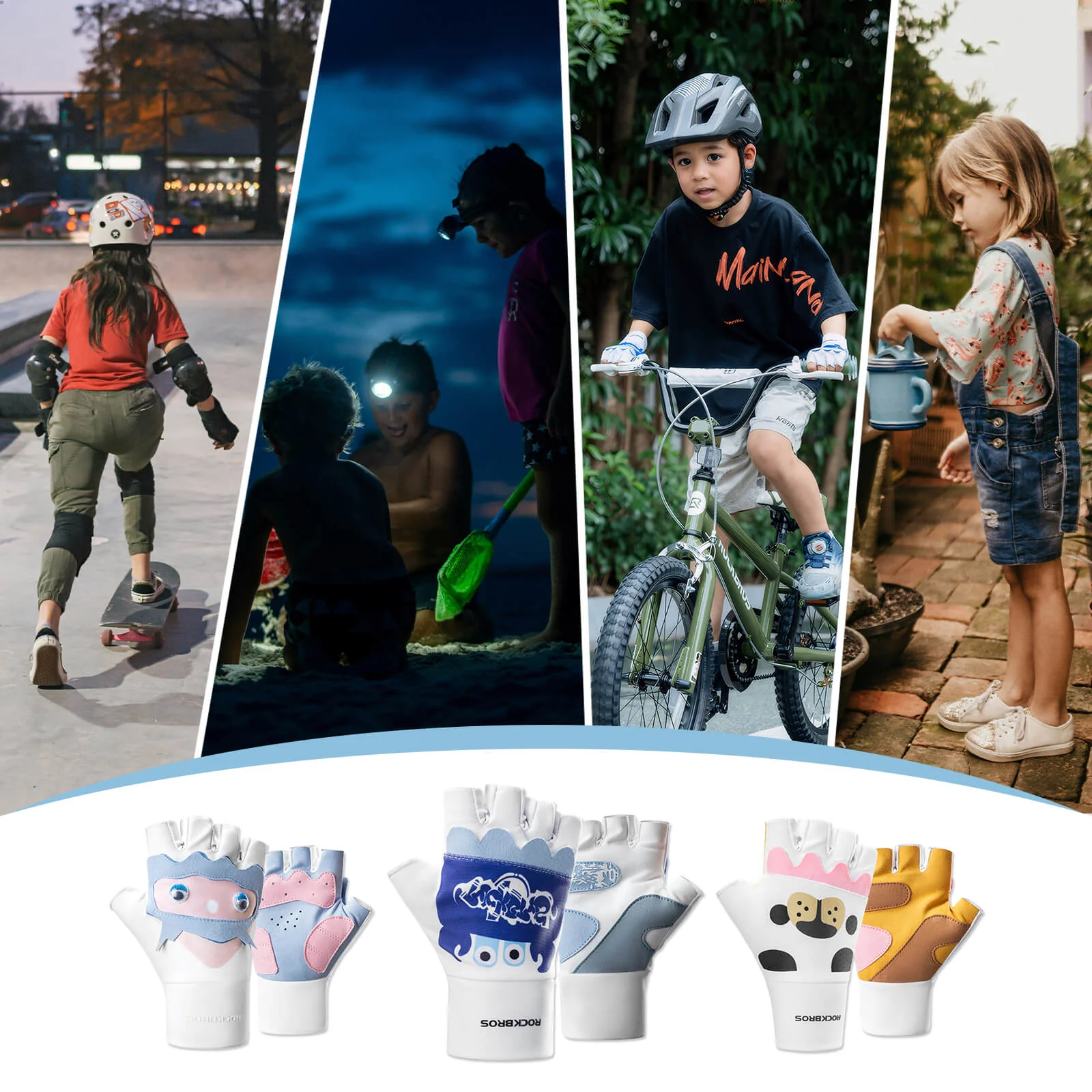 Cute Kids Half-Finger Cycling Gloves Non-Slip Padded Unisex - Image 11