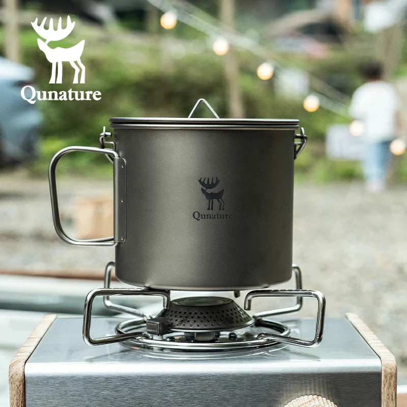 Qunature 1100ml Pure Titanium Camping Cup with Foldable Handle Lightweight - Image 2
