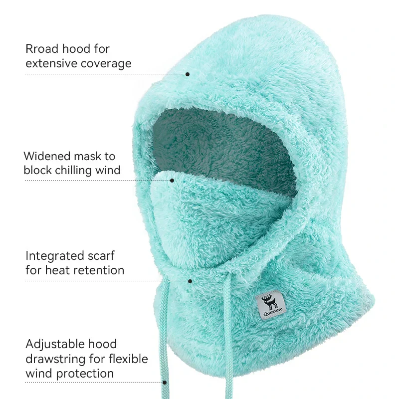 Qunature Thermal Fleece Helmet Liner – Windproof Balaclava Hood for Skiing and Winter Sports - Image 11