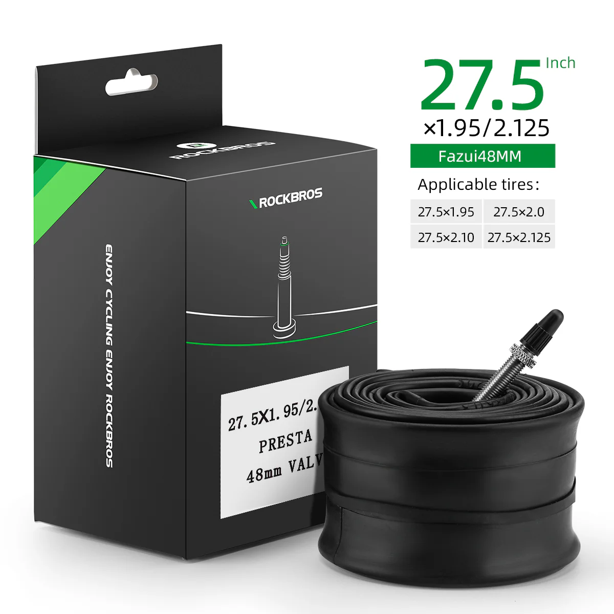 ROCKBROS 26'/27.5'X1.95/2.125 Mountain Bike Inner Tube 48mm Presta/Schrader Valve High Self Sealing Butyl Rubber - Image 3