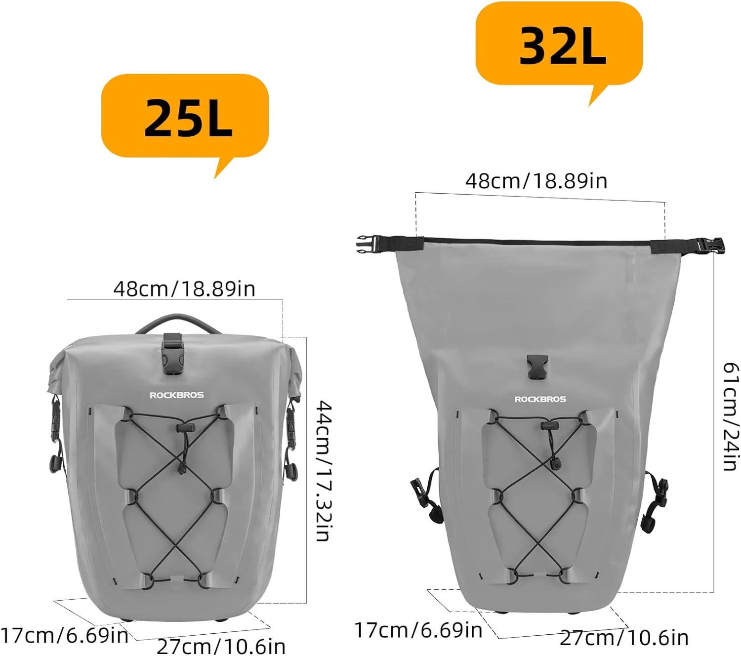 ROCKBROS 32L Waterproof Bike Pannier Durable Spacious Easy to Install - Image 26