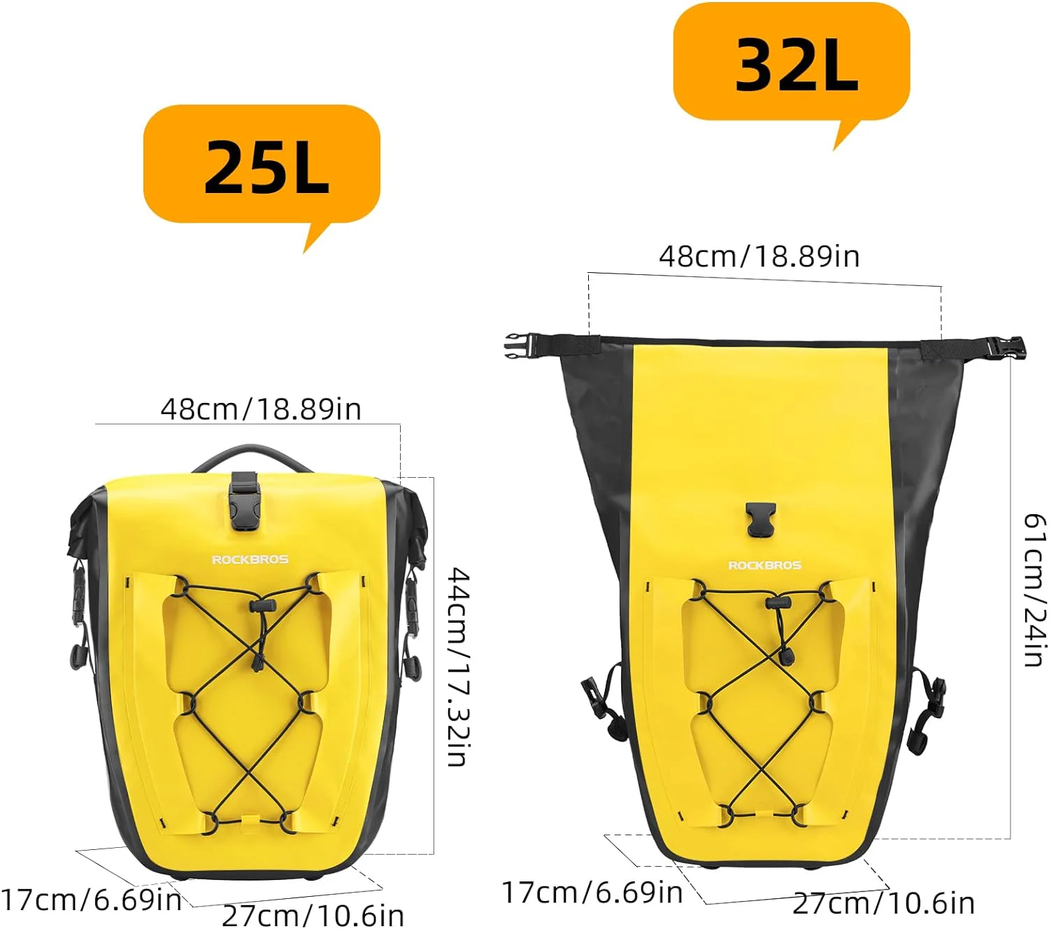 ROCKBROS 32L Waterproof Bike Pannier Durable Spacious Easy to Install - Image 46