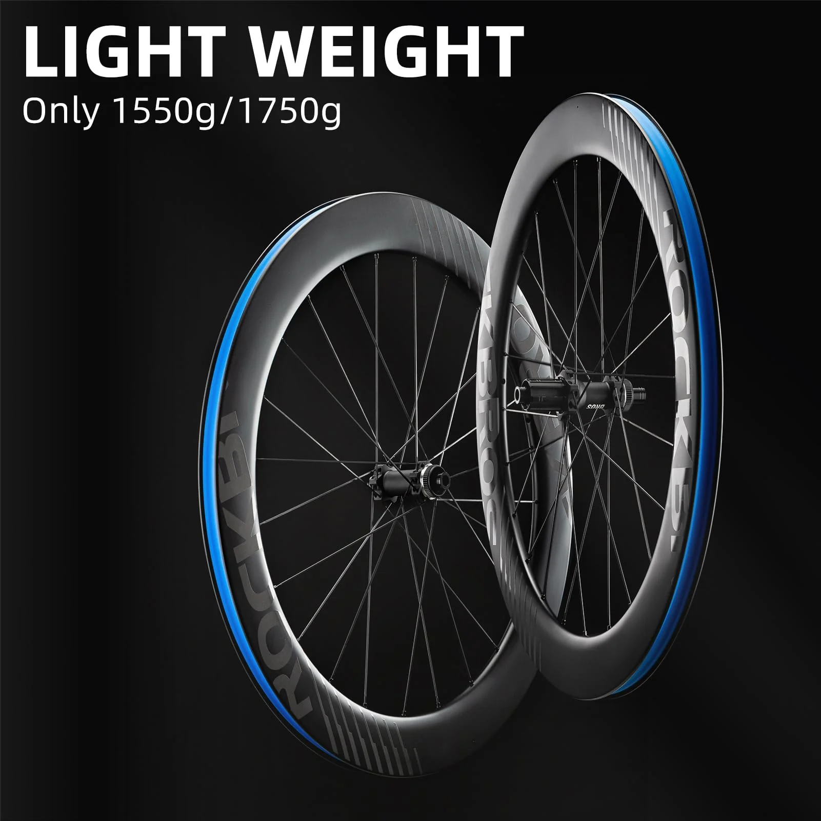 ROCKBROS 700c Carbon Fiber Disc Rim 38/50/65 mm  1.6-1.7 kg Clincher Wheelset - Image 3