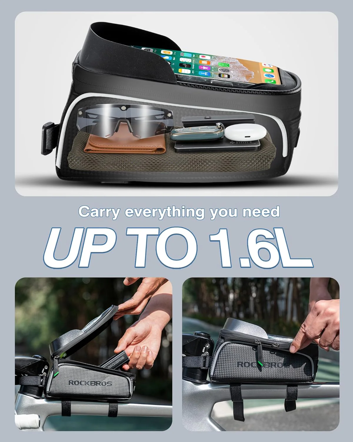 ROCKBROS Waterproof Bike Frame Bag for Phones & Gear - Image 5