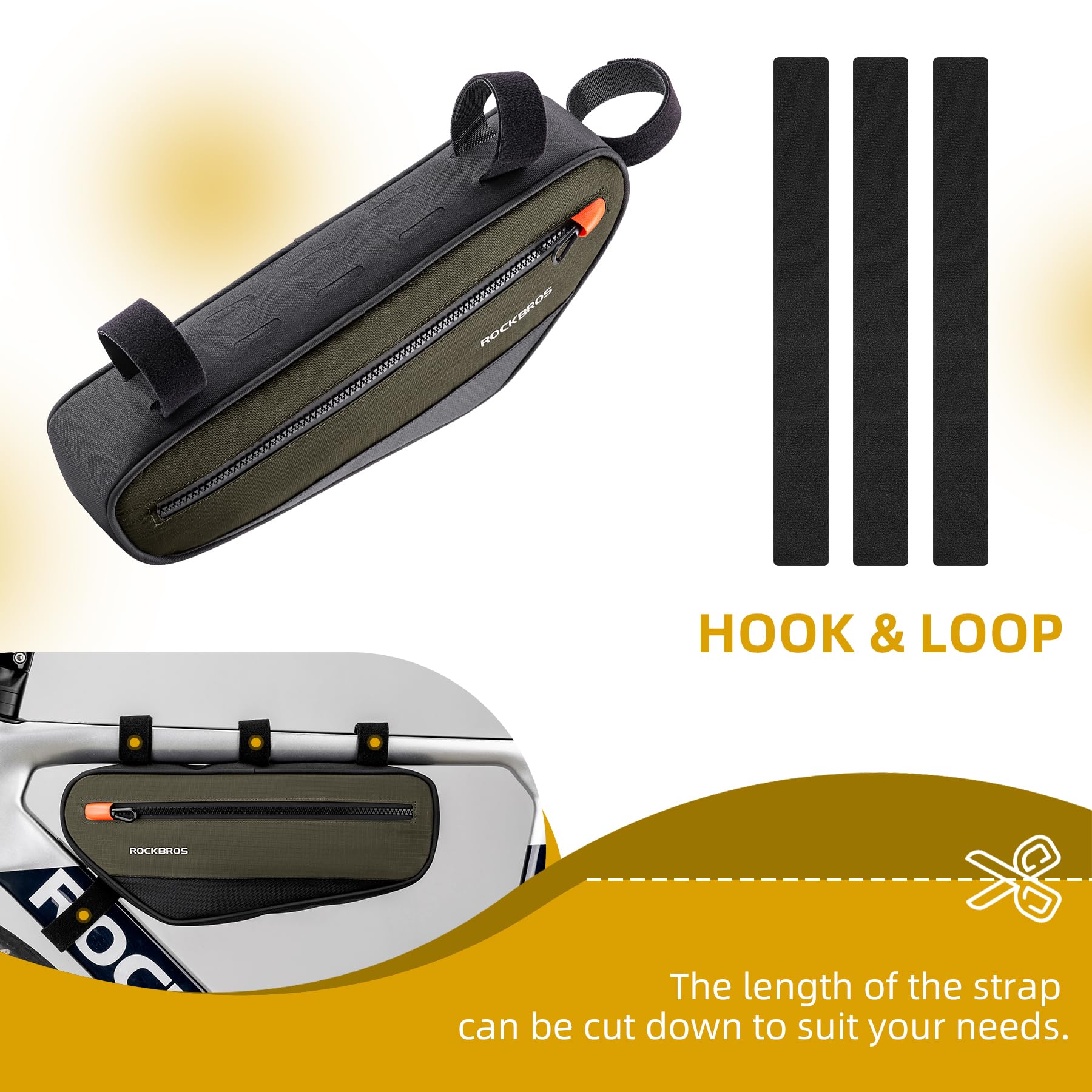 ROCKBROS Bike Frame Bag Bike Handlebar Bag Bike Bag with Large Opening Zippers 1.5L - Image 3
