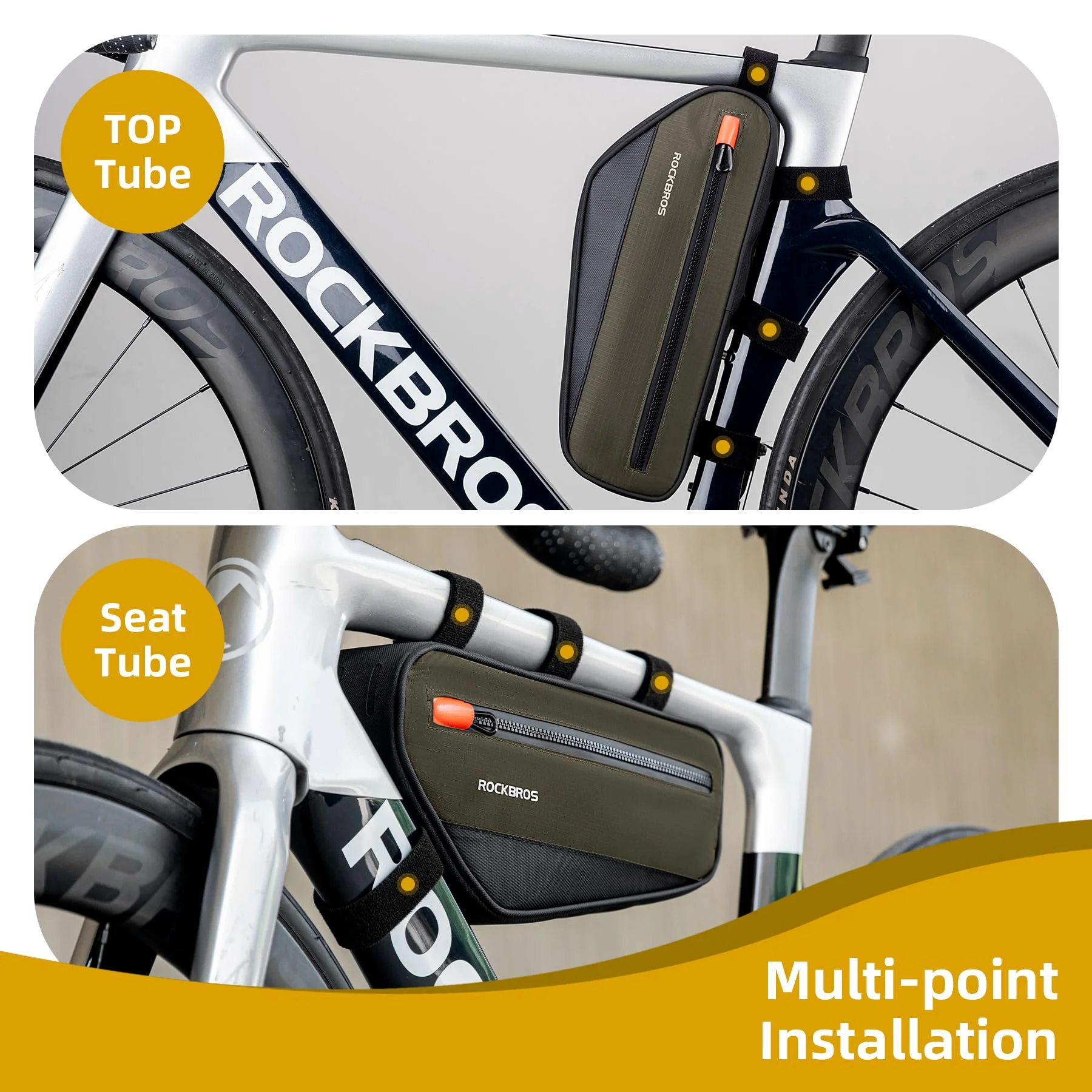 ROCKBROS Bike Frame Bag Bike Handlebar Bag Bike Bag with Large Opening Zippers 1.5L - Image 4