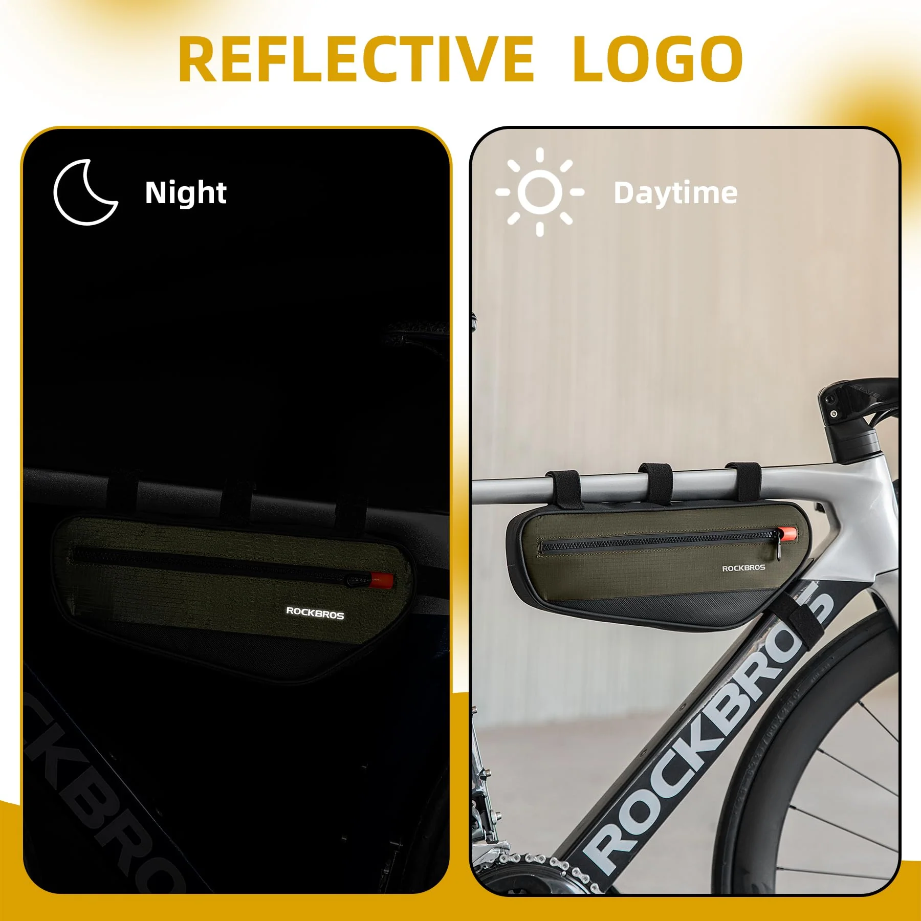 ROCKBROS Bike Frame Bag Bike Handlebar Bag Bike Bag with Large Opening Zippers 1.5L - Image 6