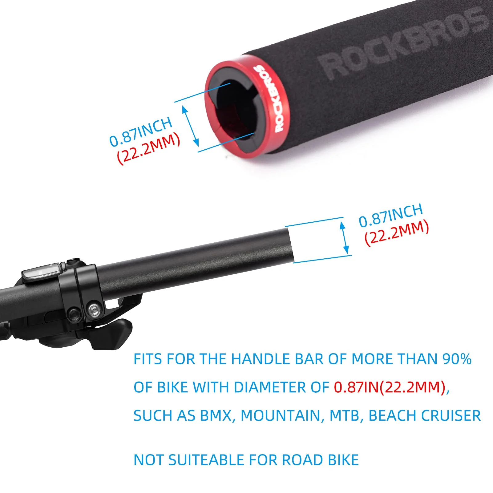 ROCKBROS Bike Grips Foam Single Lock on Bicycle Soft Comfortable Non-Slip Bike Handle Grips - Image 14