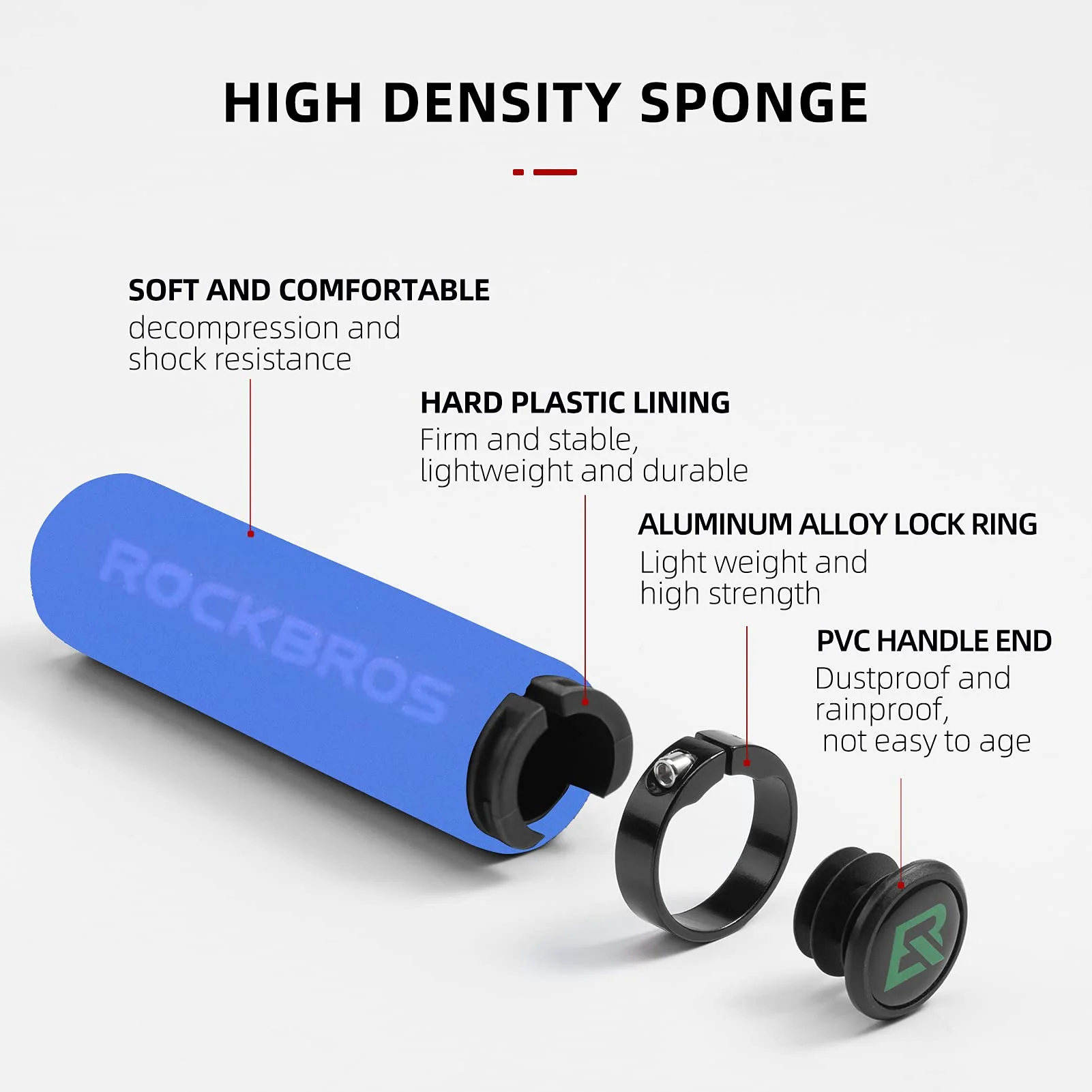 ROCKBROS Bike Grips Foam Single Lock on Bicycle Soft Comfortable Non-Slip Bike Handle Grips - Image 18
