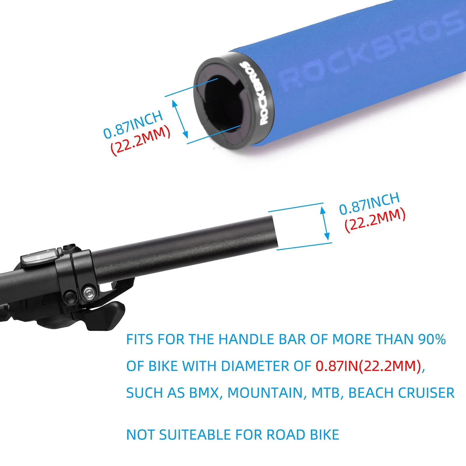 ROCKBROS Bike Grips Foam Single Lock on Bicycle Soft Comfortable Non-Slip Bike Handle Grips - Image 19