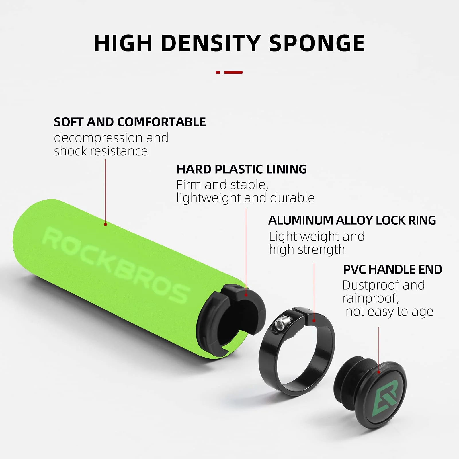 ROCKBROS Bike Grips Foam Single Lock on Bicycle Soft Comfortable Non-Slip Bike Handle Grips - Image 23