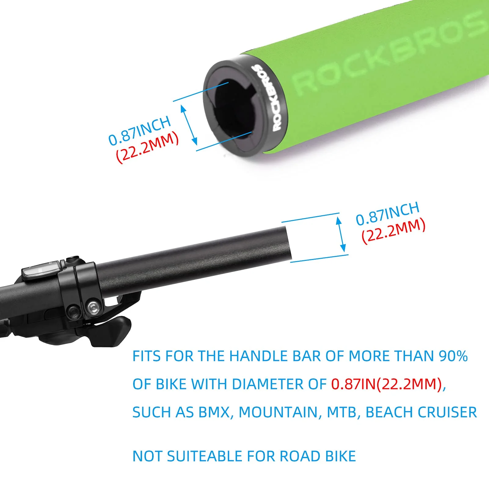 ROCKBROS Bike Grips Foam Single Lock on Bicycle Soft Comfortable Non-Slip Bike Handle Grips - Image 24