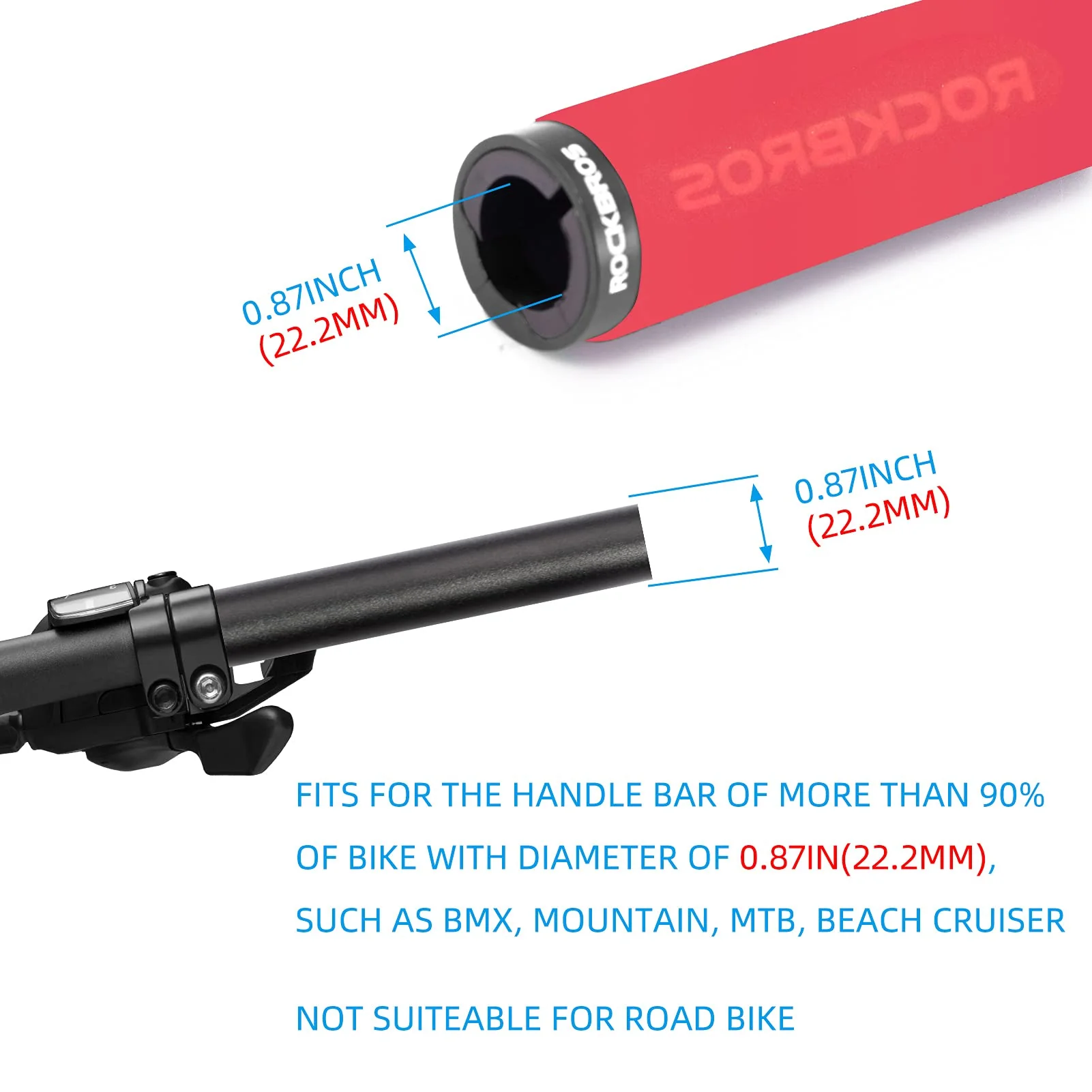 ROCKBROS Bike Grips Foam Single Lock on Bicycle Soft Comfortable Non-Slip Bike Handle Grips - Image 29
