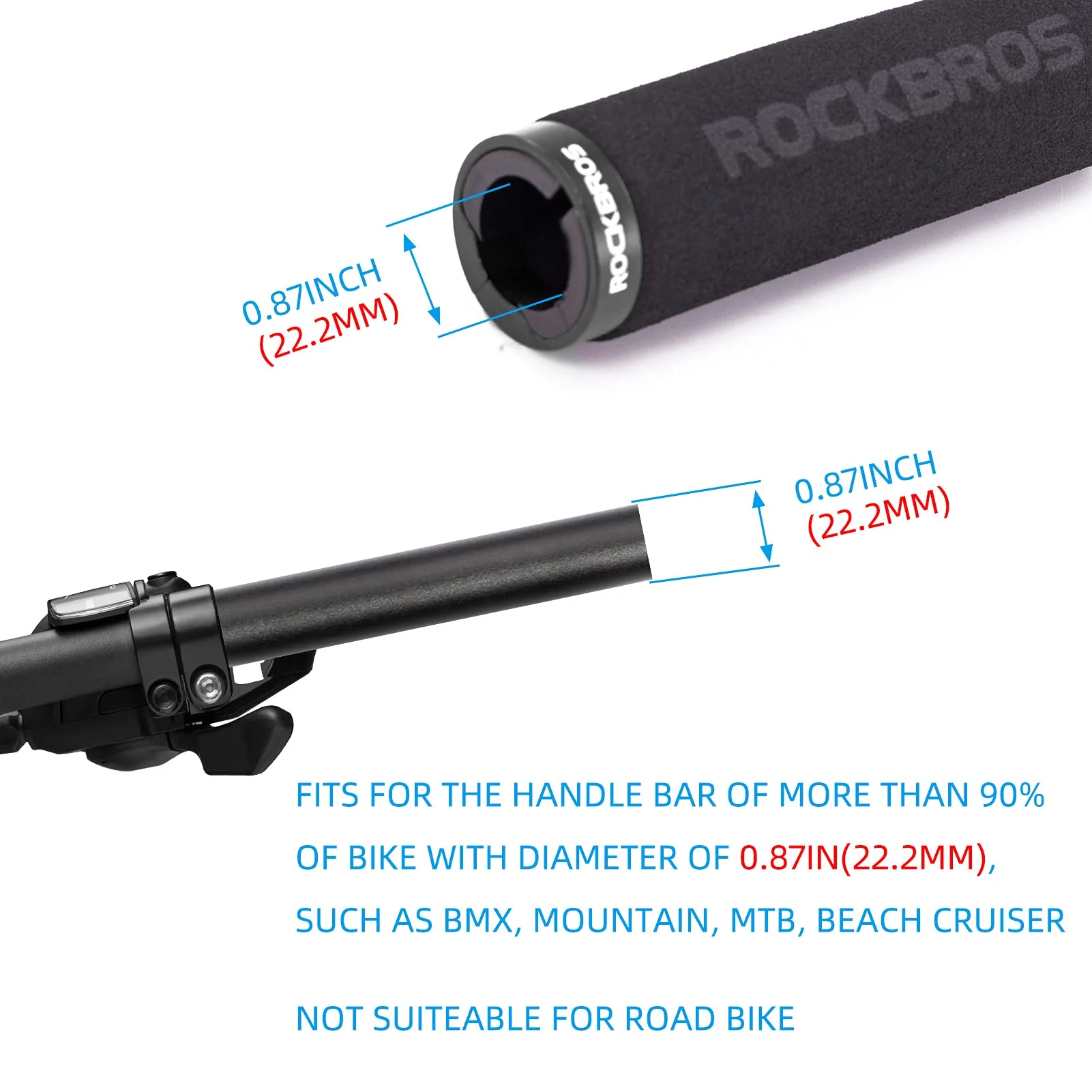 ROCKBROS Bike Grips Foam Single Lock on Bicycle Soft Comfortable Non-Slip Bike Handle Grips - Image 9