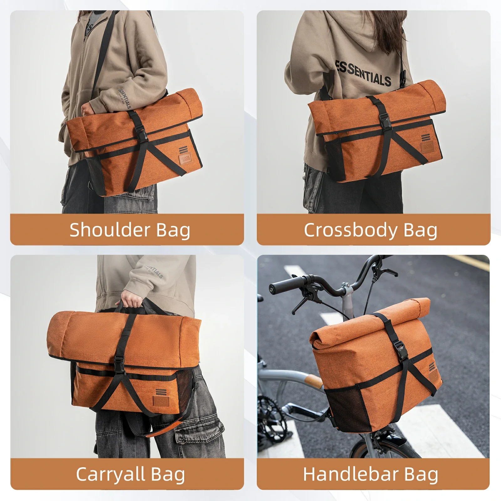 ROCKBROS Bike Handlebar Folding Bike Bag Bike Accessories Bike Storage 8L-10L - Image 10