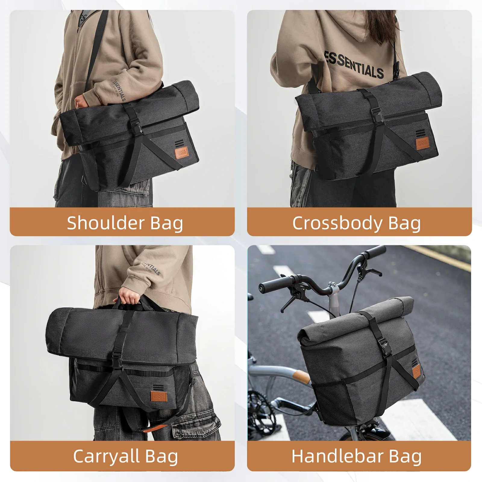 ROCKBROS Bike Handlebar Folding Bike Bag Bike Accessories Bike Storage 8L-10L - Image 11