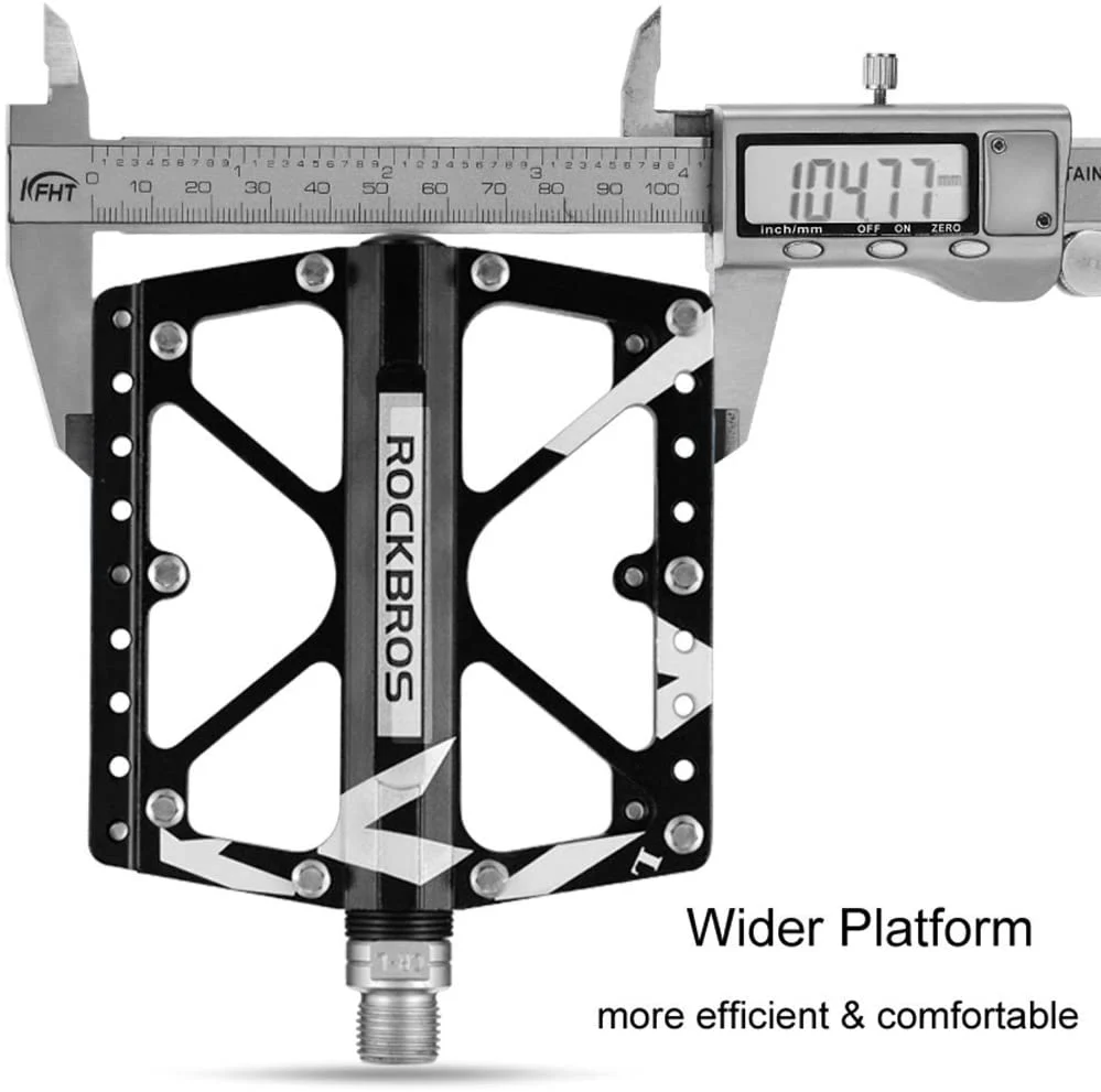 ROCKBROS Large Size Mountain Bicycle Aluminium Alloy Pedals-BLACK - Image 5