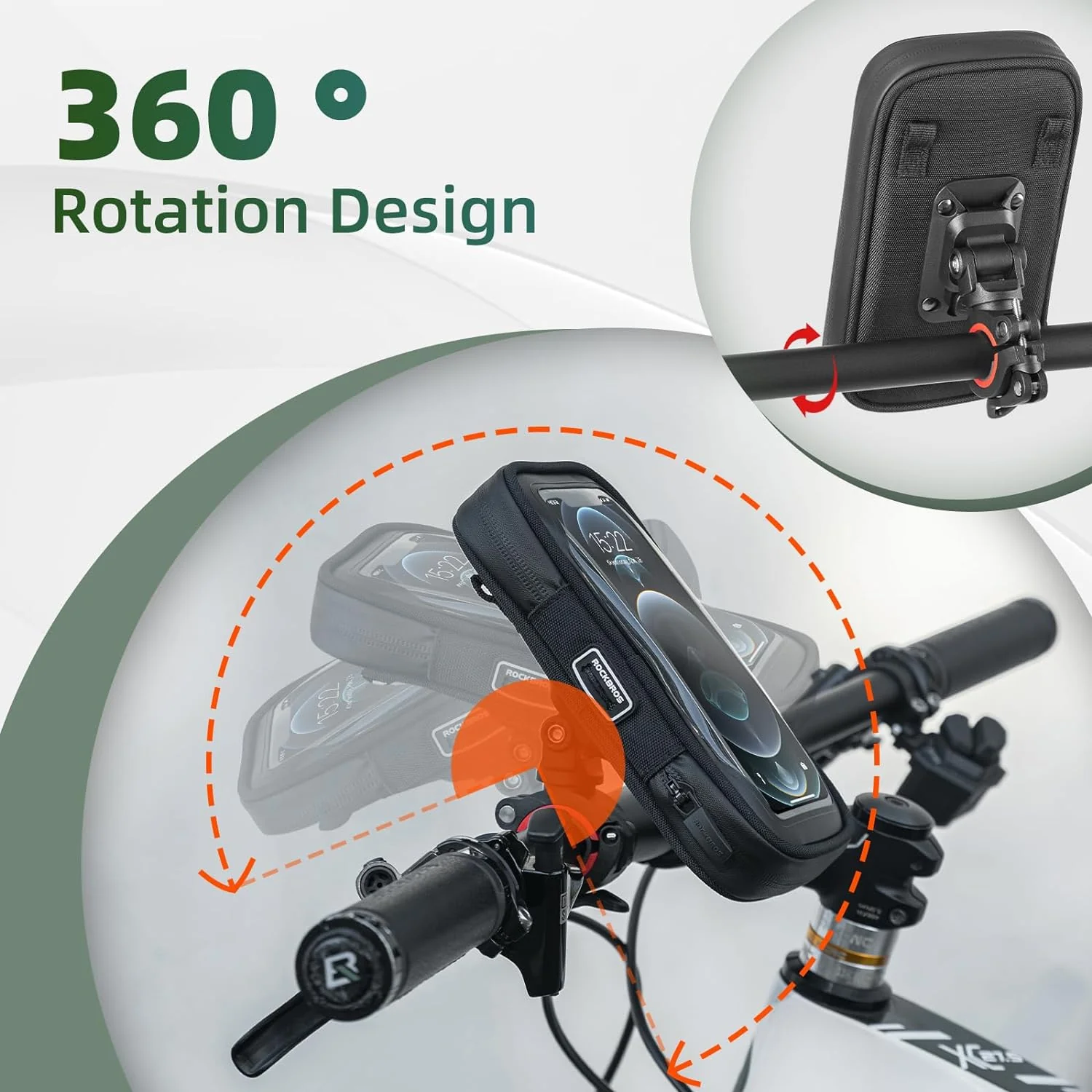 ROCKBROS  Motorcycle Phone Mount Waterproof Handlebar Bag Phones Below 6.8” - Image 2