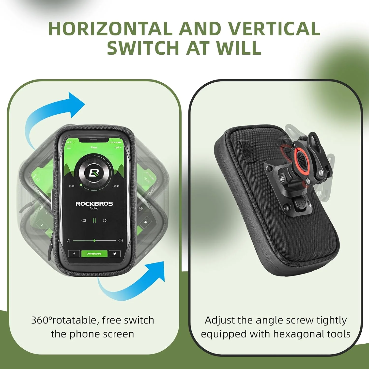 ROCKBROS  Motorcycle Phone Mount Waterproof Handlebar Bag Phones Below 6.8” - Image 4