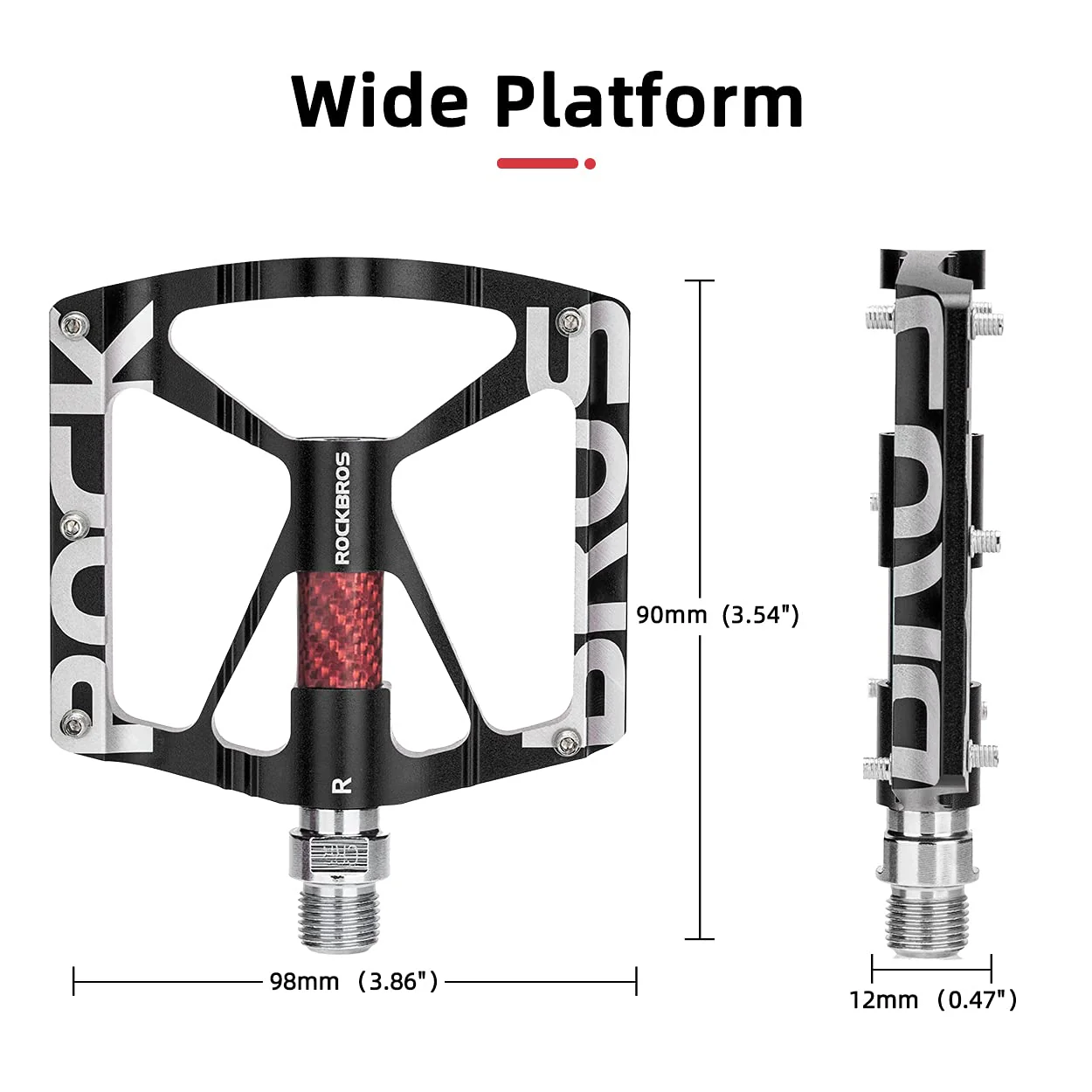 ROCKBROS Mountain Bike Pedals MTB BMX Pedals CNC Non-Slip Lightweight Aluminum Alloy Bicycle Pedals 9/16" - Image 3