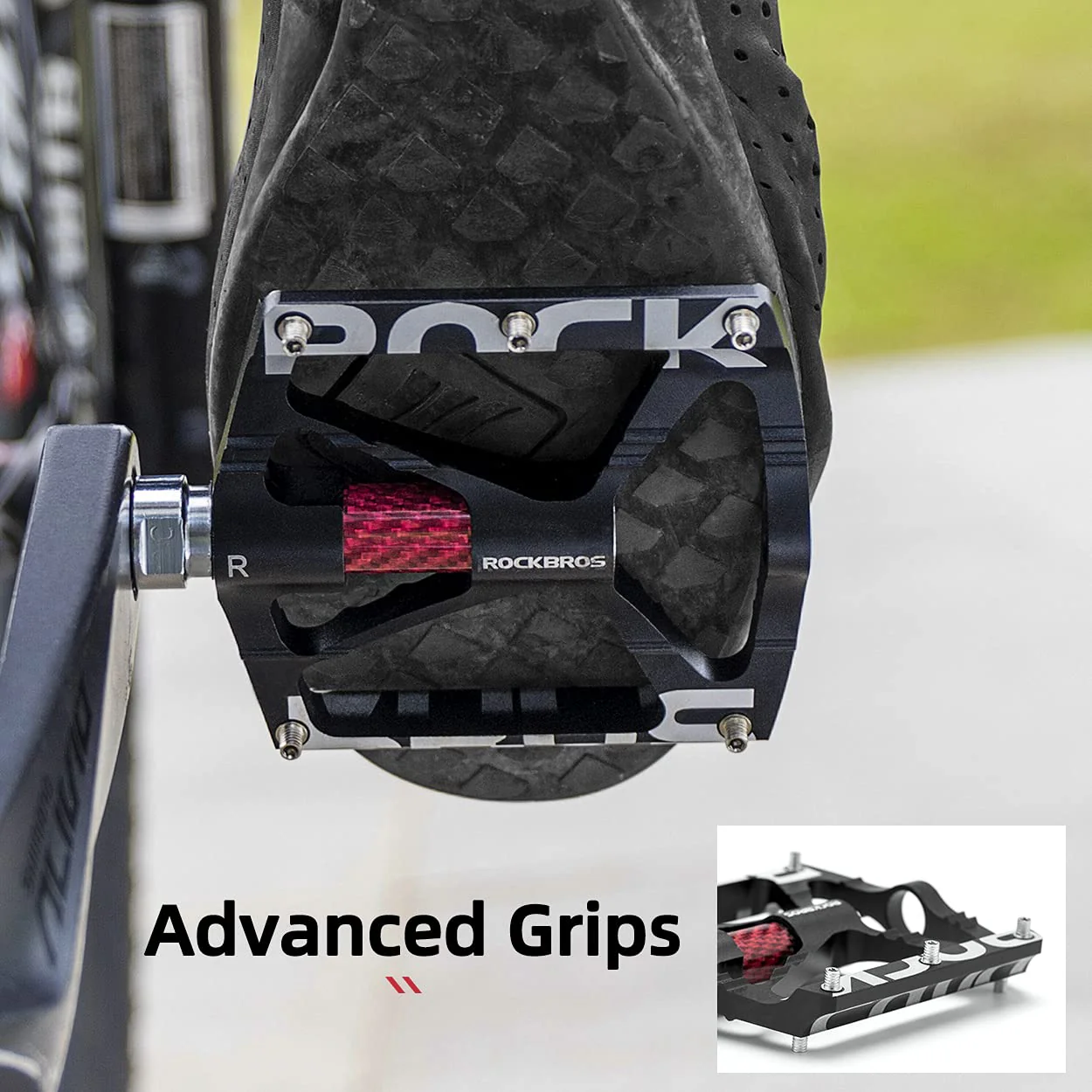ROCKBROS Mountain Bike Pedals MTB BMX Pedals CNC Non-Slip Lightweight Aluminum Alloy Bicycle Pedals 9/16" - Image 4