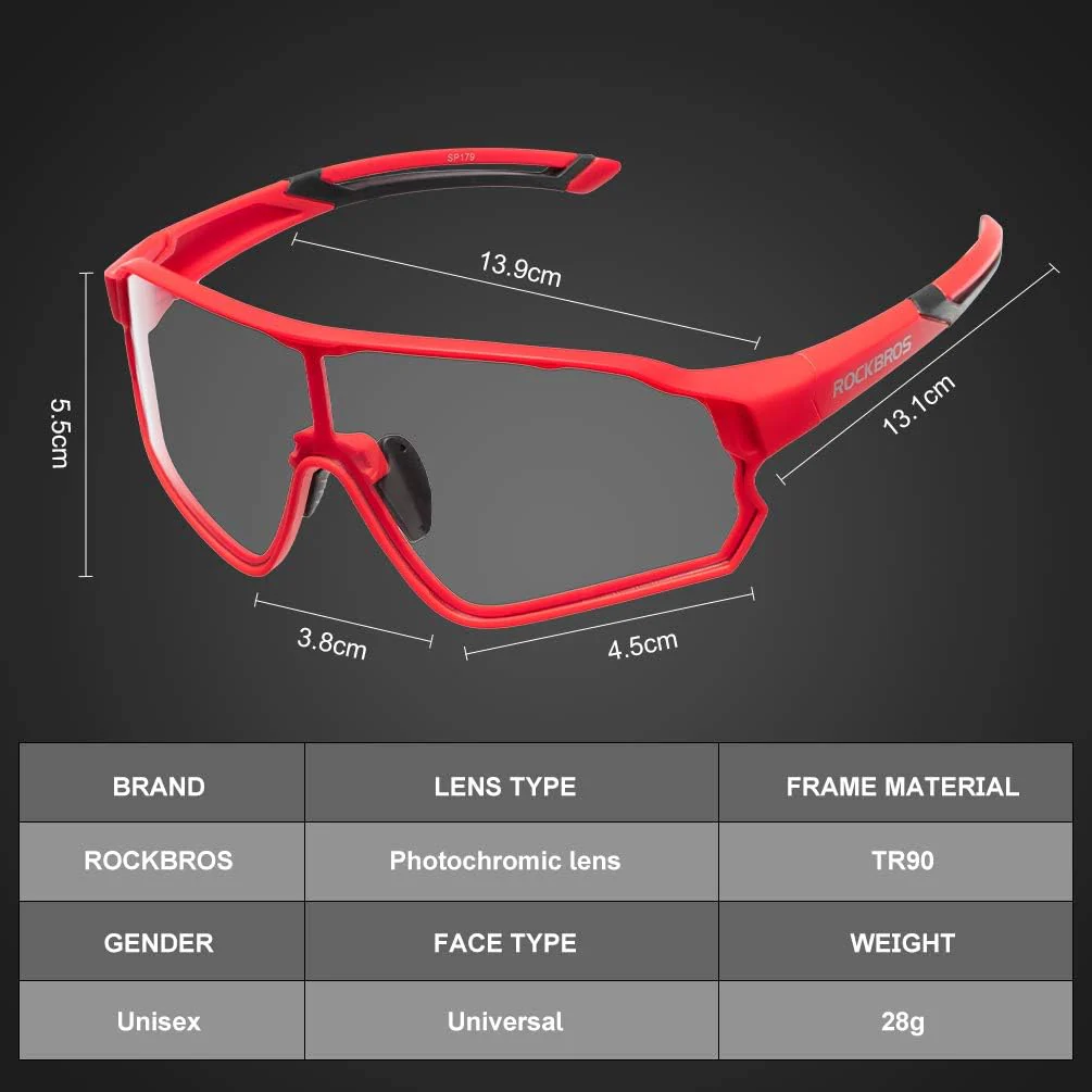 ROCKBROS Photochromic Cycling Sunglasses UV Protection Windproof Lightweight - Image 32