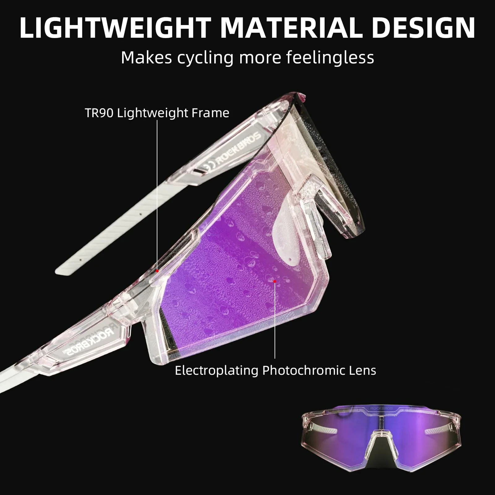 ROCKBROS Photochromic Sports Sunglasses UV Protection for Men Women Cycling - Image 10