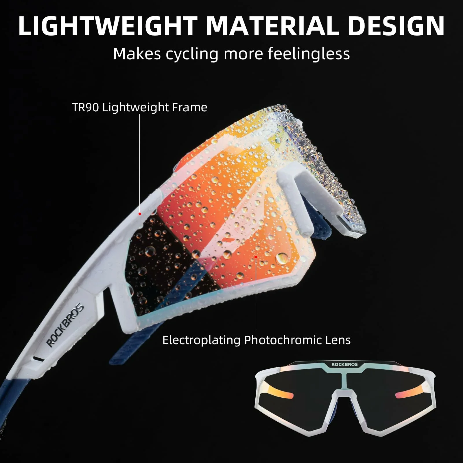 ROCKBROS Photochromic Sports Sunglasses UV Protection for Men Women Cycling - Image 17