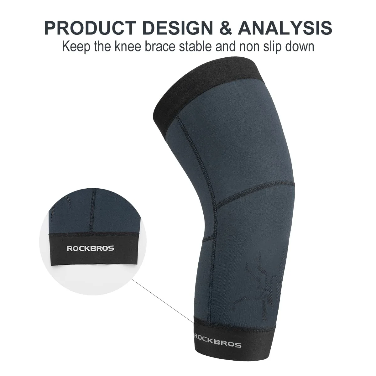 ROCKBROS Thermal Knee Warmer Men Anti-Slip Knee Brace Sleeves for Winter Cycling Basketball - Image 13