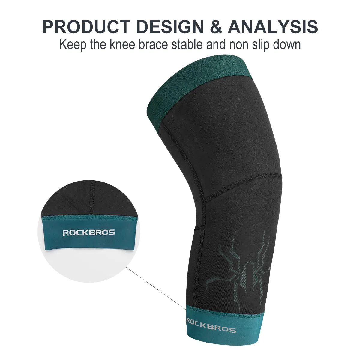 ROCKBROS Thermal Knee Warmer Men Anti-Slip Knee Brace Sleeves for Winter Cycling Basketball - Image 6