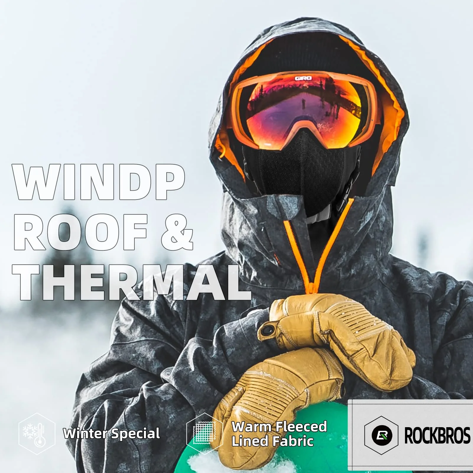 ROCKBROS Thermal Ski Mask, Windproof Fleece Balaclava for Cold Weather, Ski Face Mask for Men - Image 3