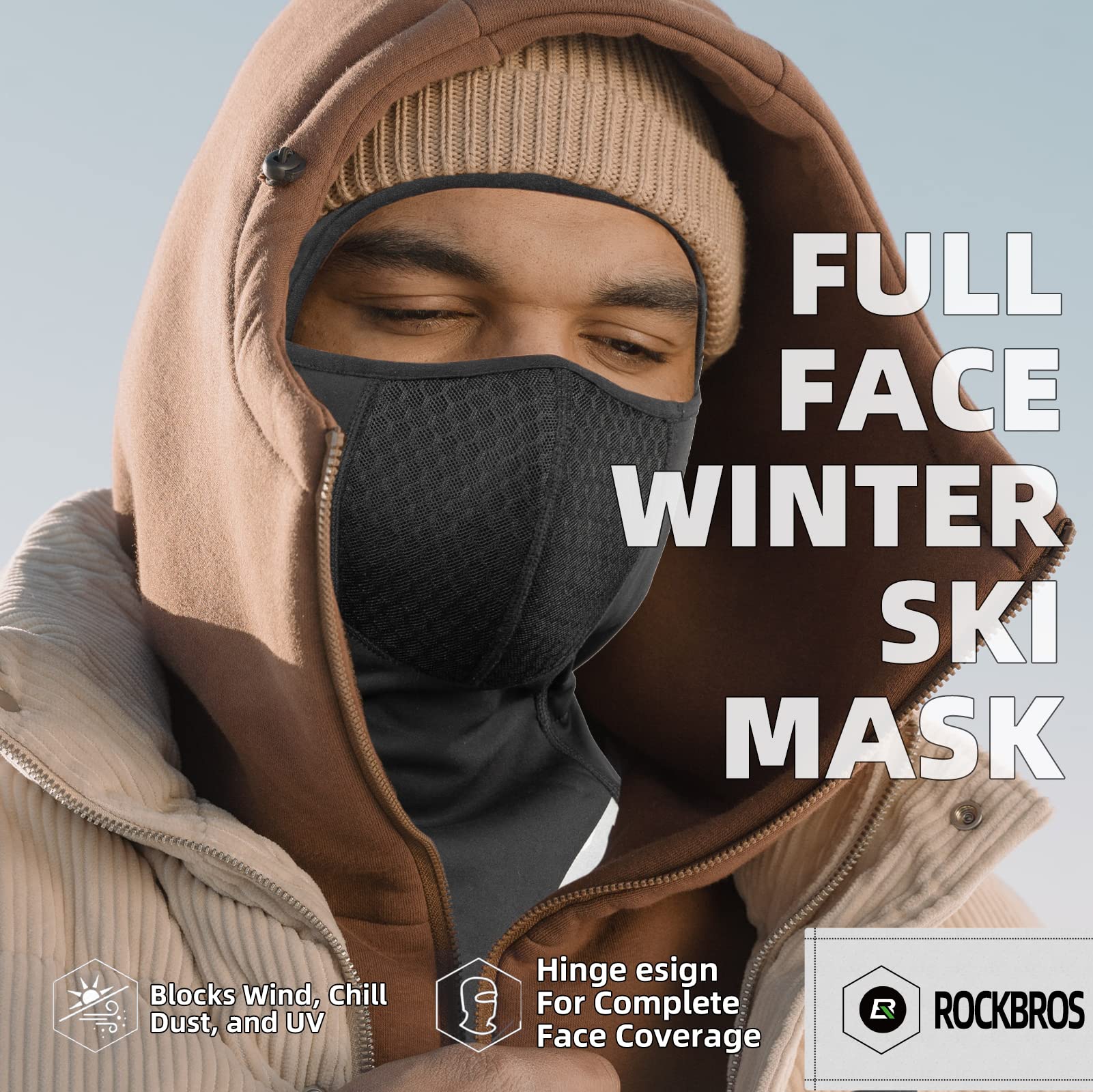 ROCKBROS Thermal Ski Mask, Windproof Fleece Balaclava for Cold Weather, Ski Face Mask for Men - Image 4